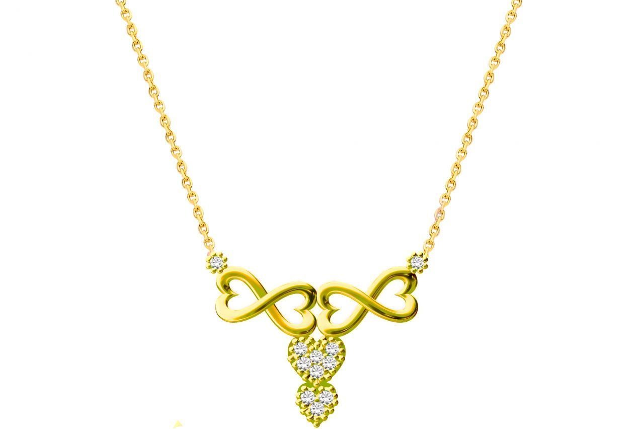 Altın Sonsuzluk Ve Kalpli Kolye KLY00487 Melis Gold
