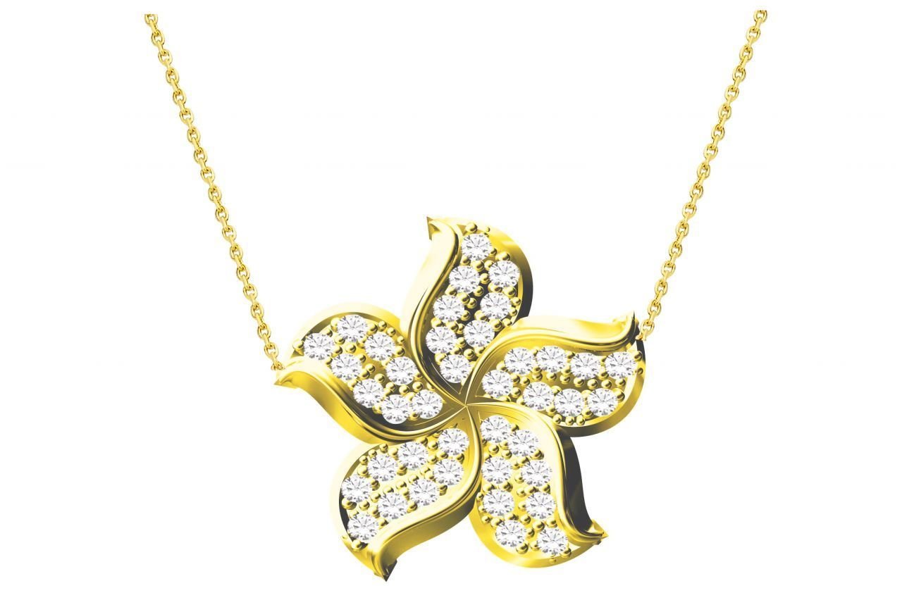 Altın Çiçek Kolye KLY00488 Melis Gold