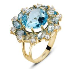 Myra Gold 14 K Altın Aqua Marine Yüzük