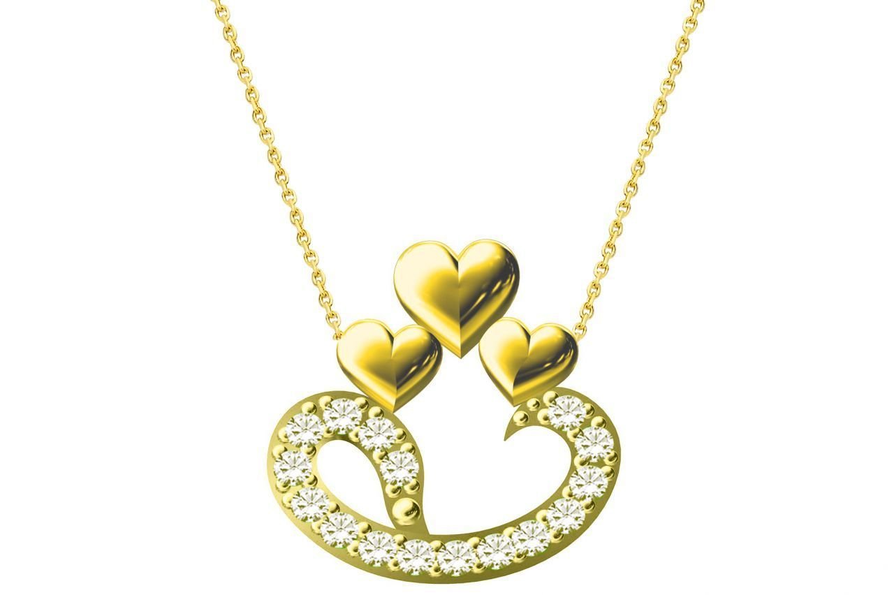 Altın Kalpli Vav Kolye Melis Gold KLY00491
