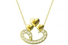 Altın Kalpli Vav Kolye Melis Gold KLY00491