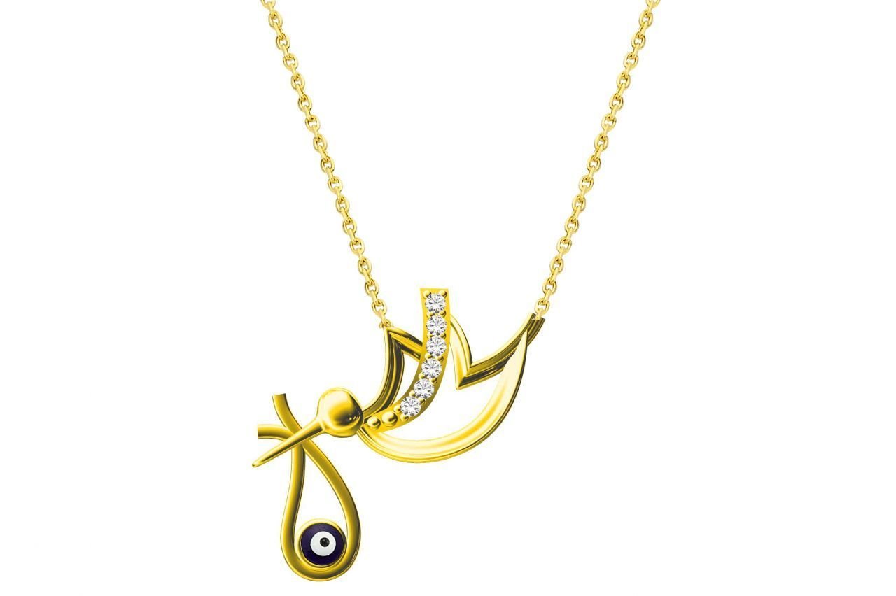 Altın Nazar Boncuklu Kolye Melis Gold KLY00492