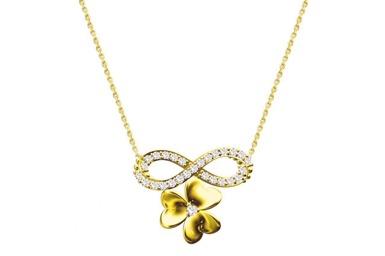 Altın Sonsuzluk ve Çiçek Kolye Melis Gold KLY00485