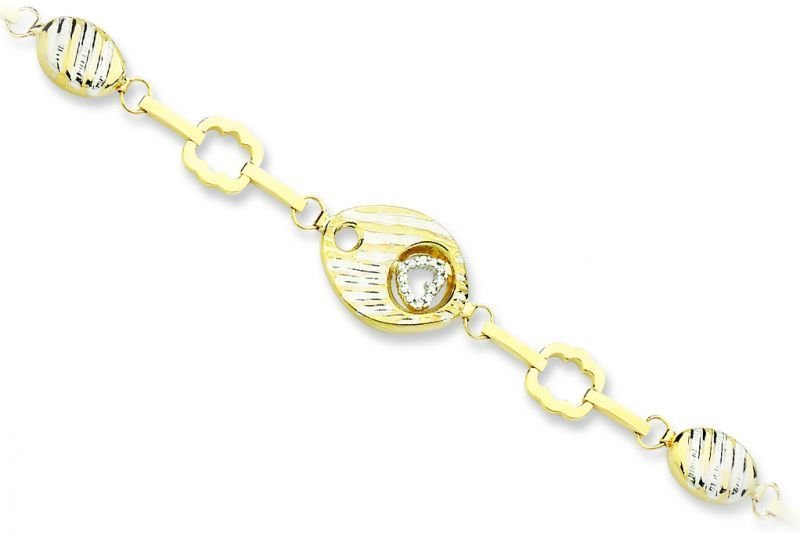 Altın Taşlı Kalpli Bileklik Blk20036  Melis Gold
