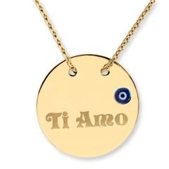 Myra Gold 14 K Altın Trend Plaka Kolye
