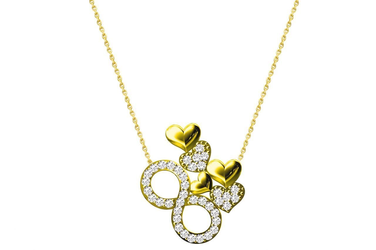 Altın Sonsuzluk Ve  Kalpli Kolye Melis Gold Kly00500