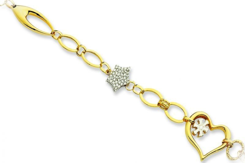 Altın Taşlı Kalpli Bileklik Blk20045  Melis Gold