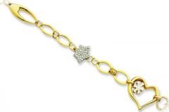 Altın Taşlı Kalpli Bileklik Blk20045  Melis Gold