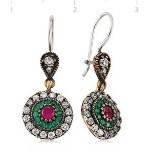 GUMUSH Zümrüt ve Yakut Taşlı Otantik Küpe | SET65138012-E