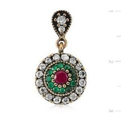 GUMUSH Zümrüt ve Yakut Taşlı Otantik Kolye | SET65138012-P
