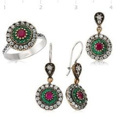 GUMUSH Zümrüt ve Yakut Taşlı Otantik Set | SET65138012