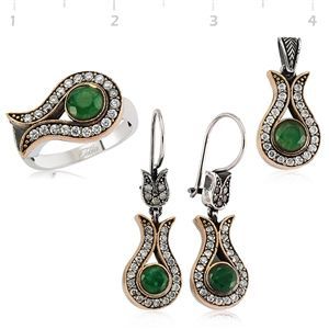 GUMUSH Zümrüt Taşlı Otantik Set | SET65138013