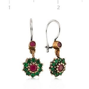 GUMUSH Zümrüt ve Yakut Taşlı Otantik Küpe | SET65138014-E