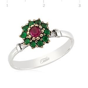 GUMUSH Zümrüt ve Yakut Taşlı Otantik Yüzük | SET65138014-R