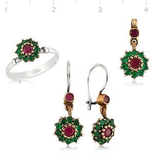 GUMUSH Zümrüt ve Yakut Taşlı Otantik Set | SET65138014