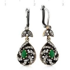 GUMUSH Zümrüt Taşlı Otantik Küpe | SET65138015-E