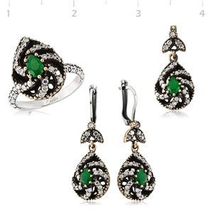 GUMUSH Zümrüt Taşlı Otantik Set | SET65138015