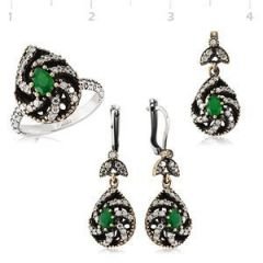GUMUSH Zümrüt Taşlı Otantik Set | SET65138015