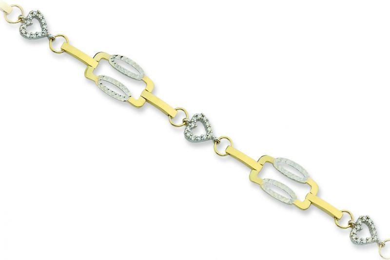 Altın Taşlı Kalpli Bileklik Blk20070 Melis Gold
