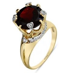 Myra Gold 14 Ayar Altın Garnet Taşlı Taç (Crown) Yüzük