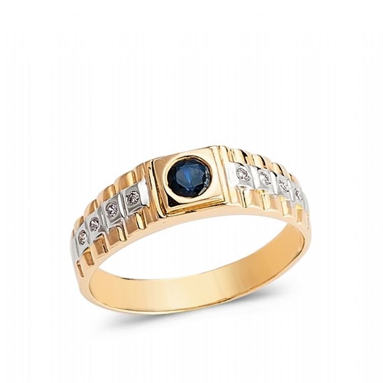 Myra Gold Safir Taşlı Pırlanta Erkek Yüzük