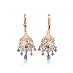 Myra Gold Aqua Marine Taşlarla Süslenmiş Saraylı Küpe