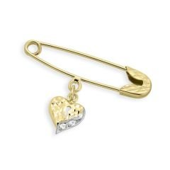 Myra Gold Kalp Figürlü Zirkon Taşlı Bebek İğnesi