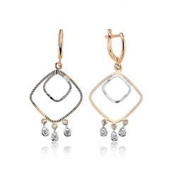 Myra Gold 14 Ayar Bronz Altın Zirkon Taşlı Saraylı Küpe
