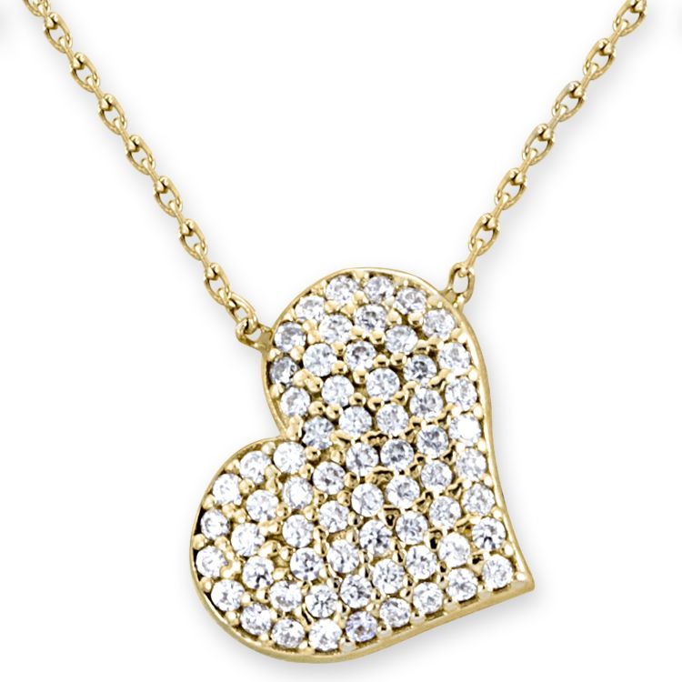 Myra Gold 14K Kalp Figürlü Taşlı Kolye