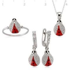 GUMUSH 925 Gümüş Zirkon Taşlı Uğur Böceği Set | ST0460001