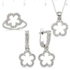 GUMUSH 925 Gümüş Zirkon Taşlı Yonce Set | ST0460002