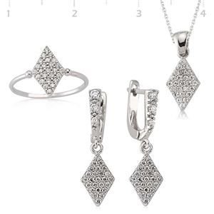 GUMUSH 925 Gümüş Zirkon Taşlı Dilim Set | ST0460005