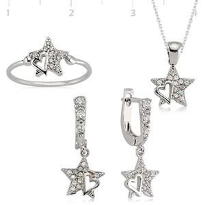 GUMUSH 925 Gümüş Zirkon Taşlı Yıldız Set | ST0460006