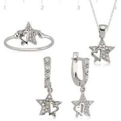 GUMUSH 925 Gümüş Zirkon Taşlı Yıldız Set | ST0460006