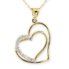 Myra Gold 14 Ayar Altın Zirkon Taşlı Kalp Kolye