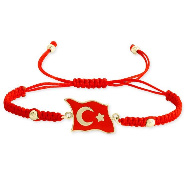 Myra Gold 14 Ayar Altın Türk Bayrağı Bileklik
