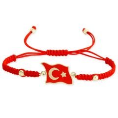 Myra Gold 14 Ayar Altın Türk Bayrağı Bileklik