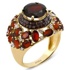 Myra Gold 14 Ayar Altın Garnet Yüzük