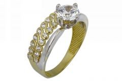 Altın Tektaş Bitişik Yüzük AY000046 Melis Gold