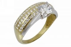 Altın Tektaş  Sıra Taşlı Tamtur Bitişik Yüzük AY000048 Melis Gold