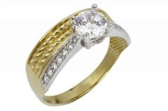 Altın Tektaş Bitişik Yüzük AY000049 Melis Gold