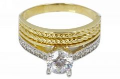 Altın Tektaş Bitişik Yüzük AY000049 Melis Gold