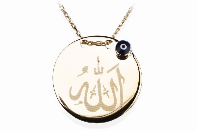 Altın Nazar Boncuklu Allah Kolye Kly00163 Melis Gold