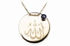 Altın Nazar Boncuklu Allah Kolye Kly00163 Melis Gold