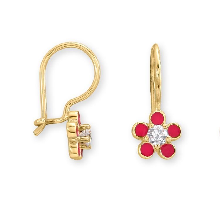 Myra Gold Taşlı Çiçek Çocuk Küpesi