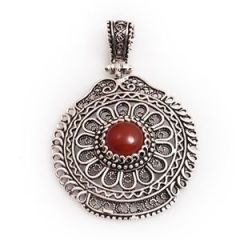 GUMUSH 925 Akik Taşlı Telkari Kolye Ucu | PND48187001