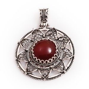 GUMUSH 925 Akik Taşlı Telkari Kolye Ucu | PND48187002