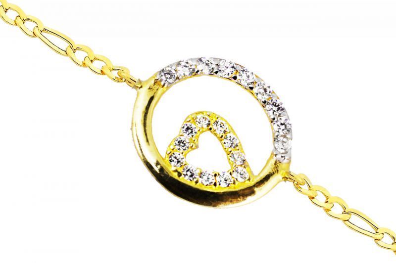 Altın Taşlı Kalpli Bileklik Zb000041 Melis gold