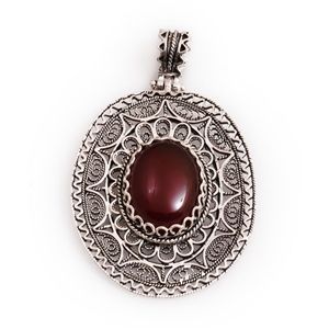 GUMUSH 925 Akik Taşlı Telkari Kolye Ucu | PND48187006