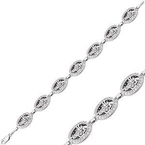 GUMUSH 925 Zirkon Taşlı Tuğra Bileklik | BR0470006